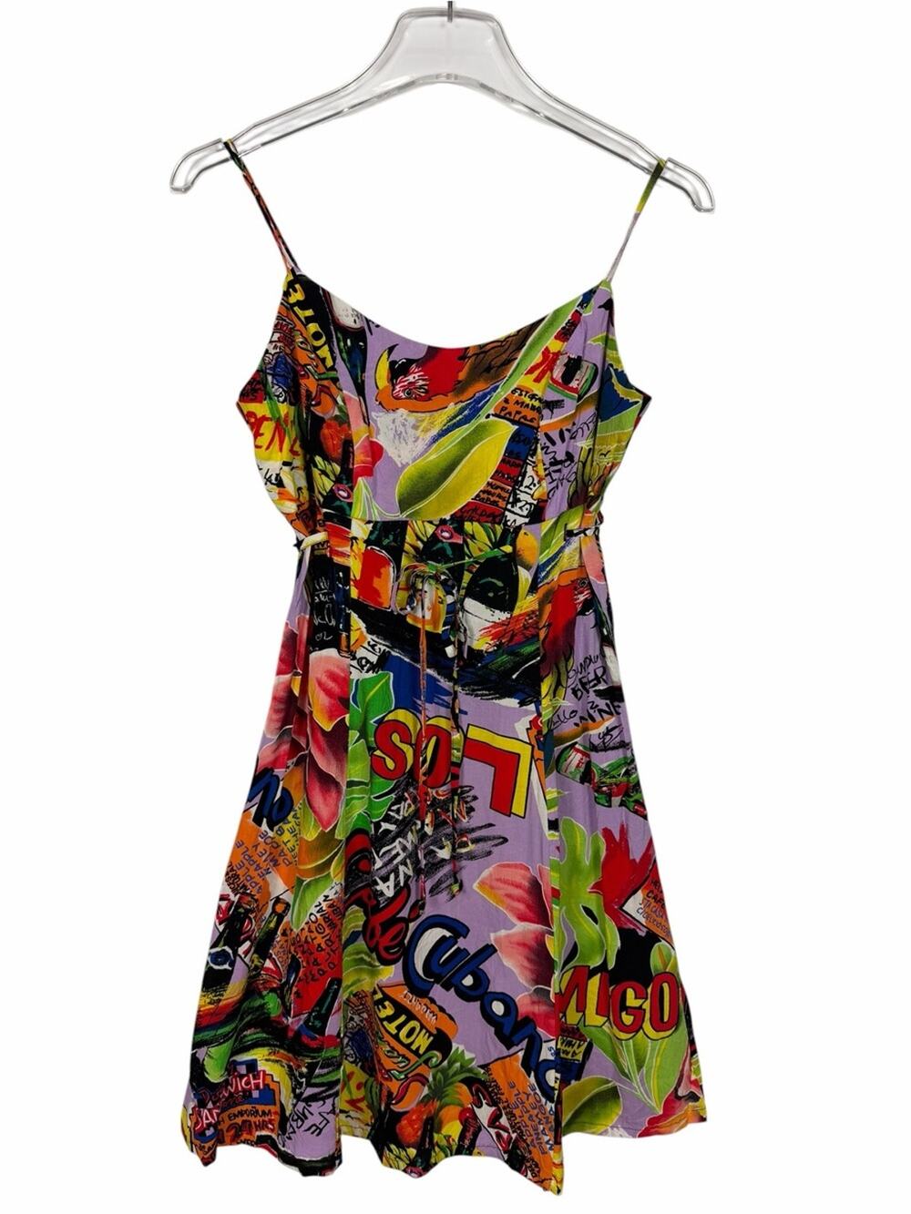 Jams World Vintage Cafe Cubano Mini Dress Pop Art Tropical Size Small